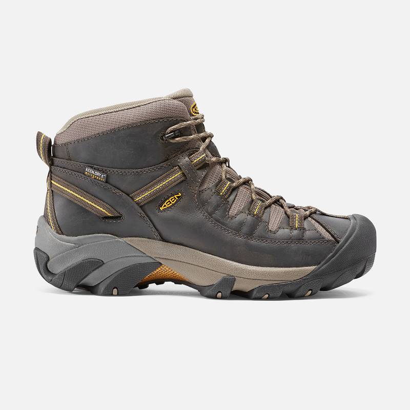 Keen Targhee II Mid Waterproof Wanderstiefel Herren DE-50782 Black Olive/Yellow - Keen Herrenschuhe